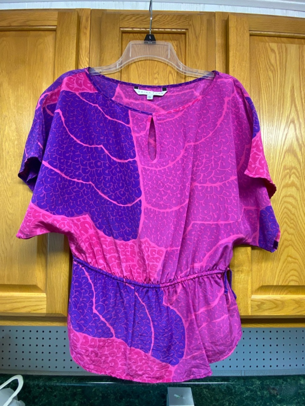 Trina Turk Pink and Purple Patterned Top - Size Small